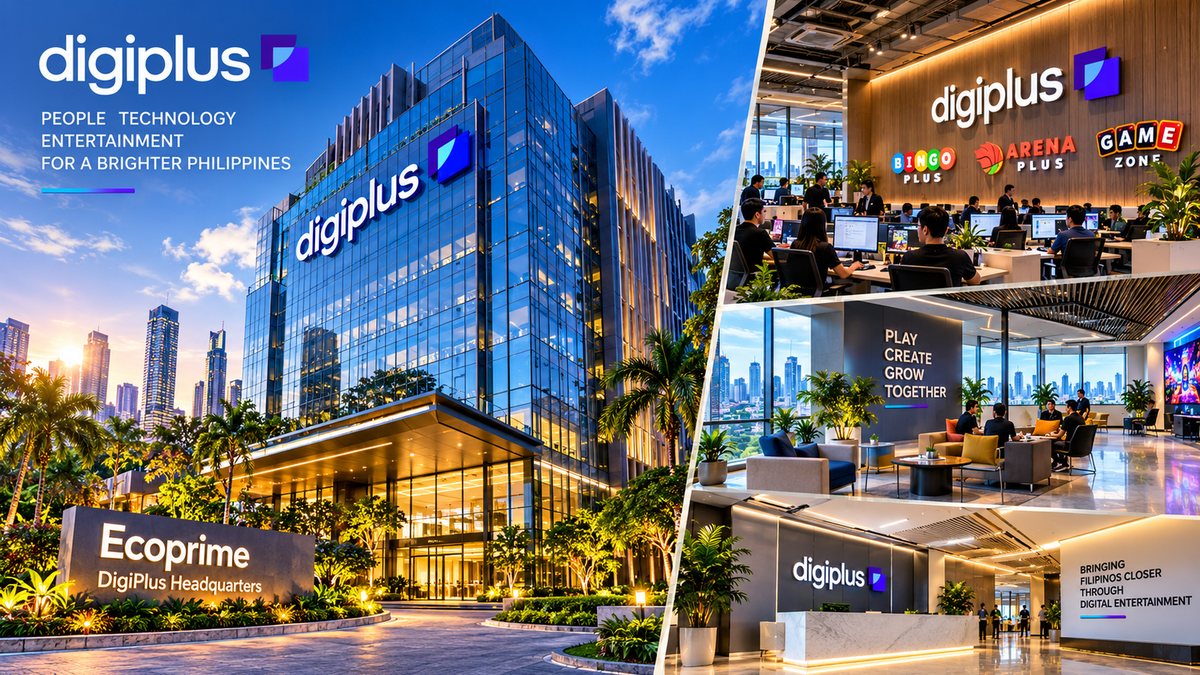DigiPlus headquarters at the Ecoprime Building, Bonifacio Global City, with the DigiPlus, BingoPlus, ArenaPlus and GameZone brands