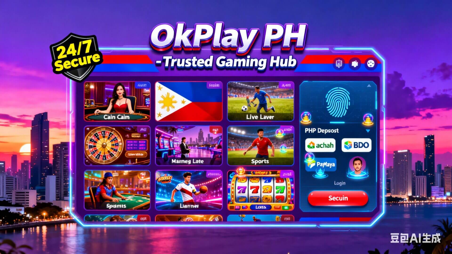 Colorful gaming hub interface with options.