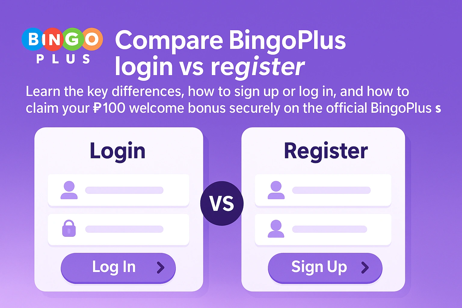 BingoPlus login vs register