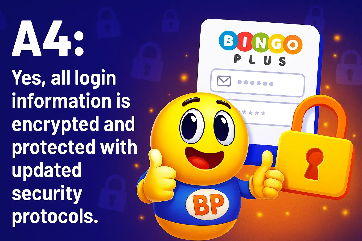 Illustration explaining that the bingoplus login page is secure, with encrypted and protected login information