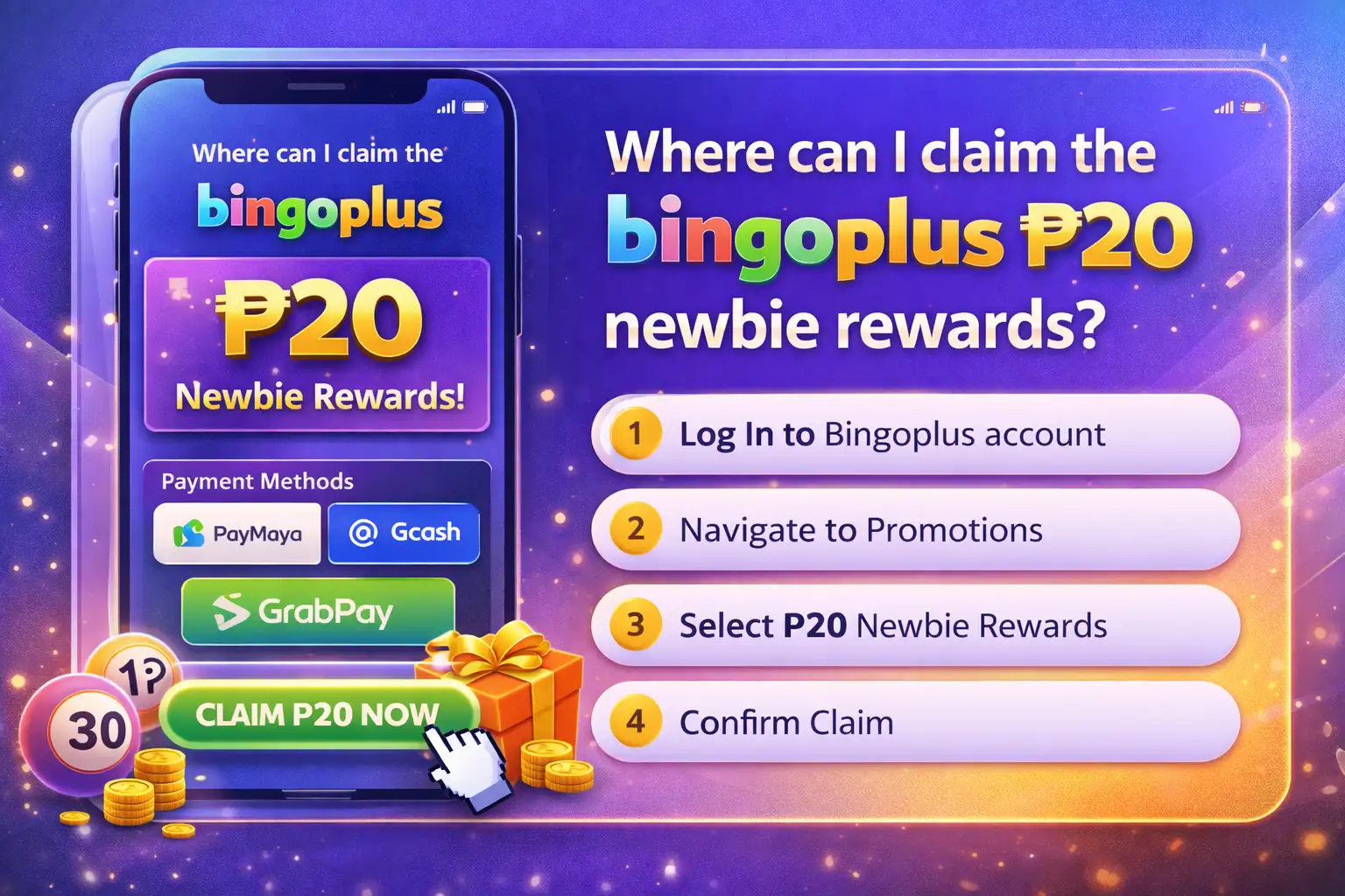 Where can I claim the bingoplus ₱20 newbie rewards