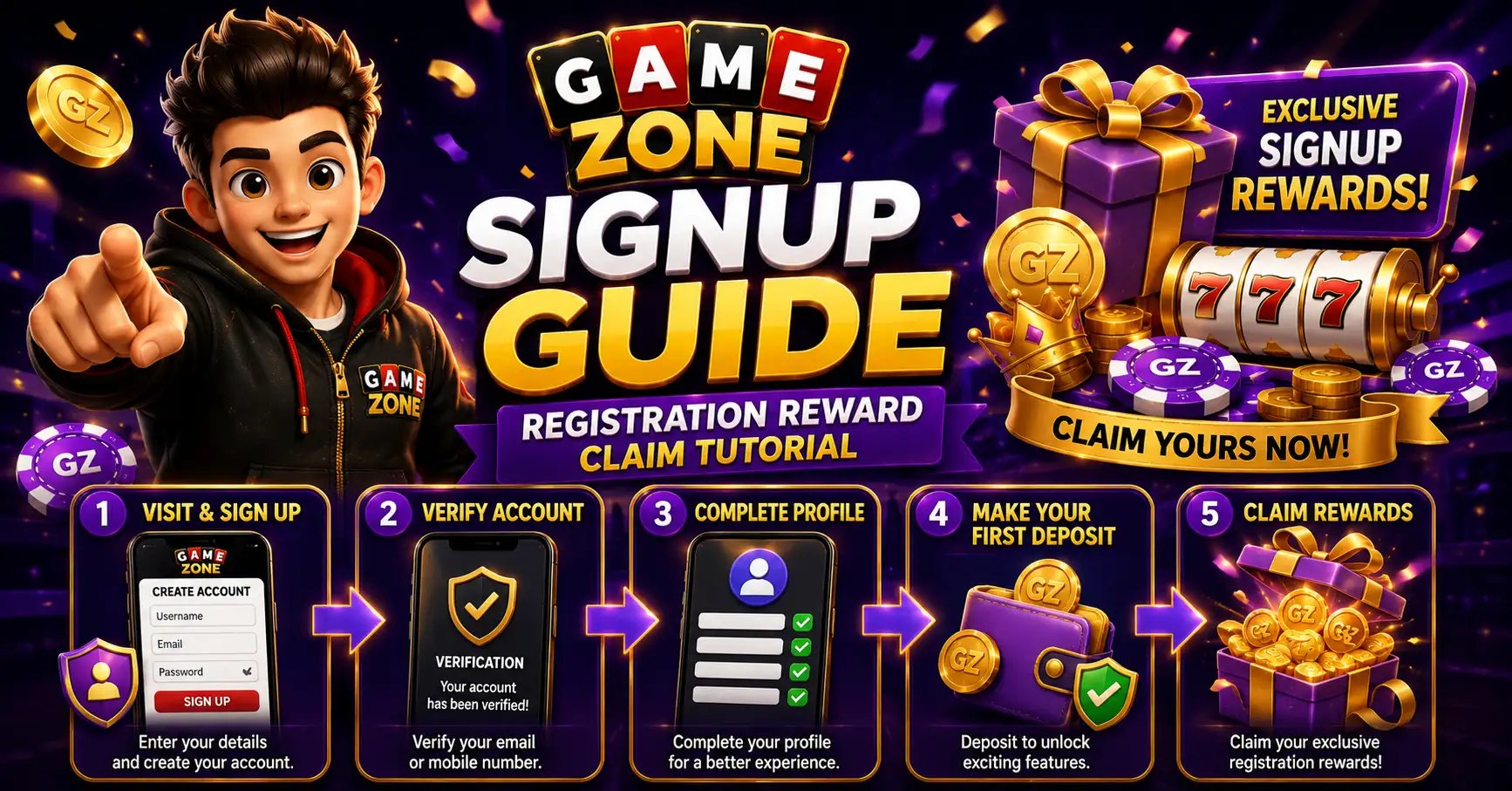 GameZone Signup Guide Registration Reward Claim Tutorial