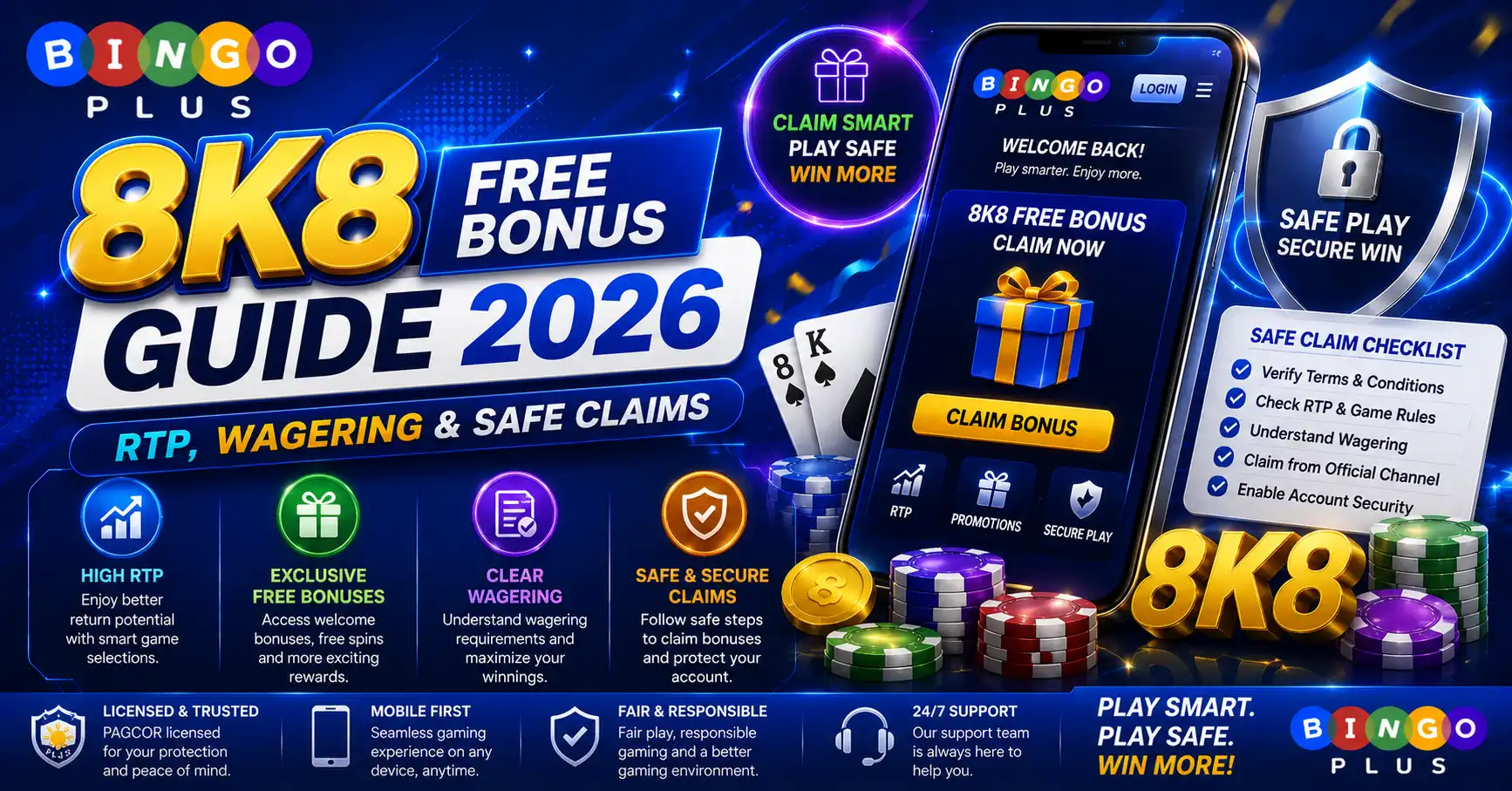 8K8 Free Bonus Guide 2026 RTP, Wagering & Safe Claims