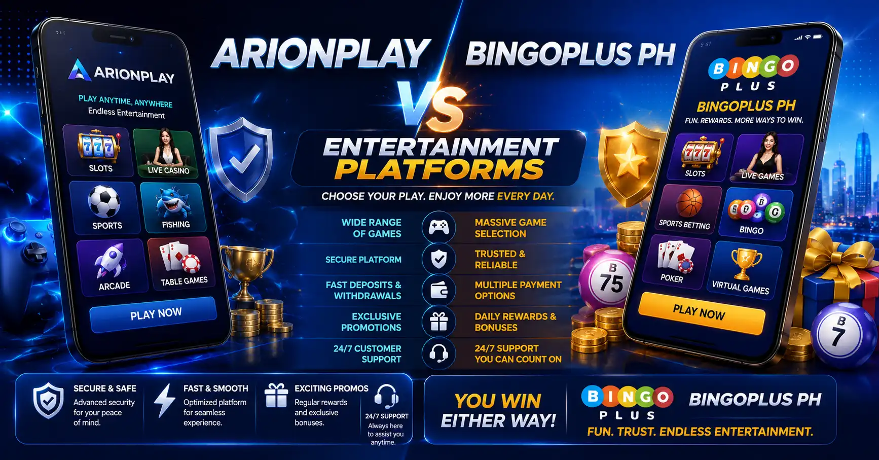 ArionPlay Philippines 2026: App, Login, Games and GCash Guide 7 ArionPlay vs BingoPlus PH Entertainment Platforms