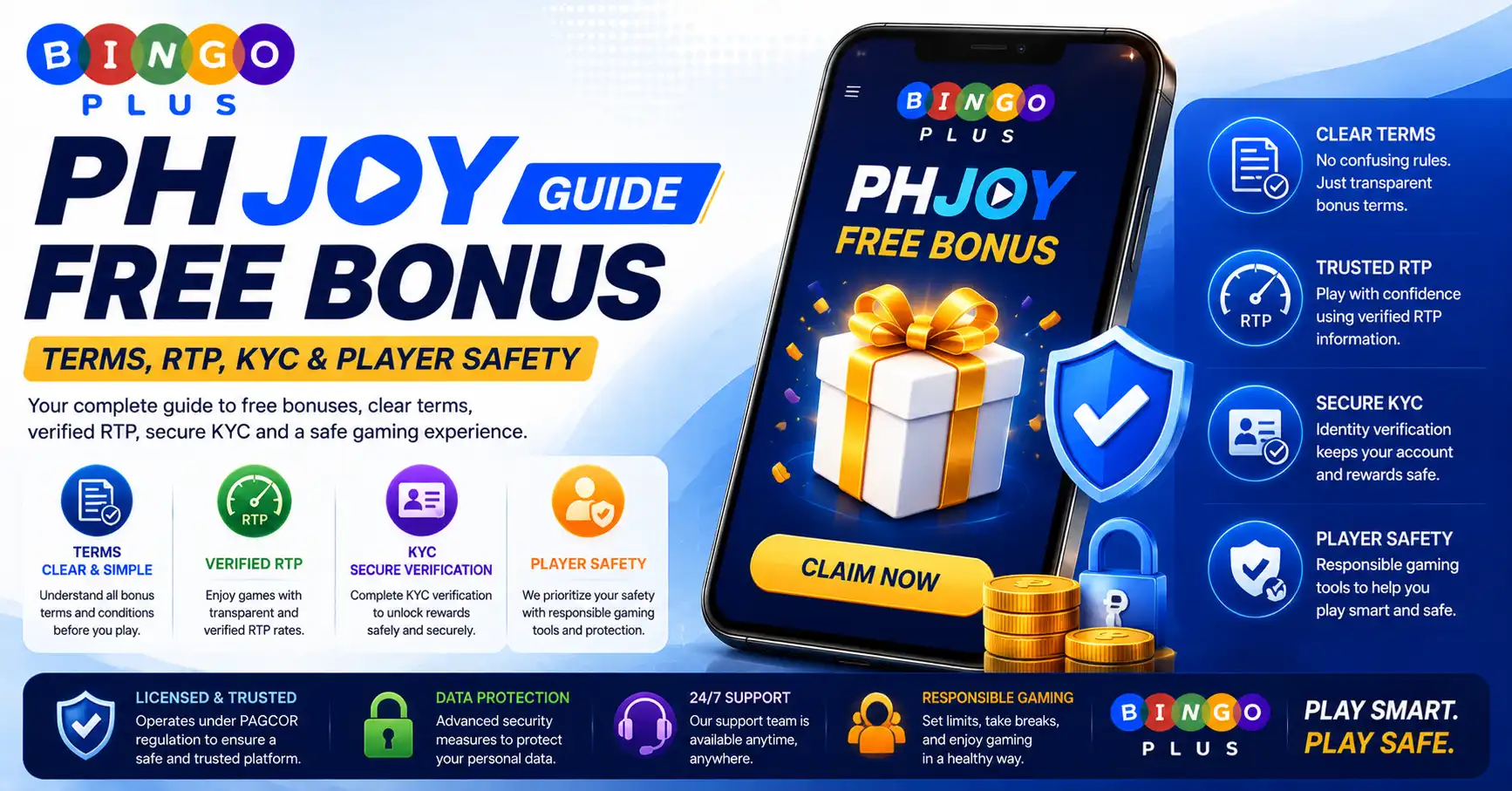 PHJOY Free Bonus GuideTerms, RTP, KYC & Player Safety