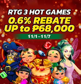 RTG 3 HOT GAMES 0.6% REBATE