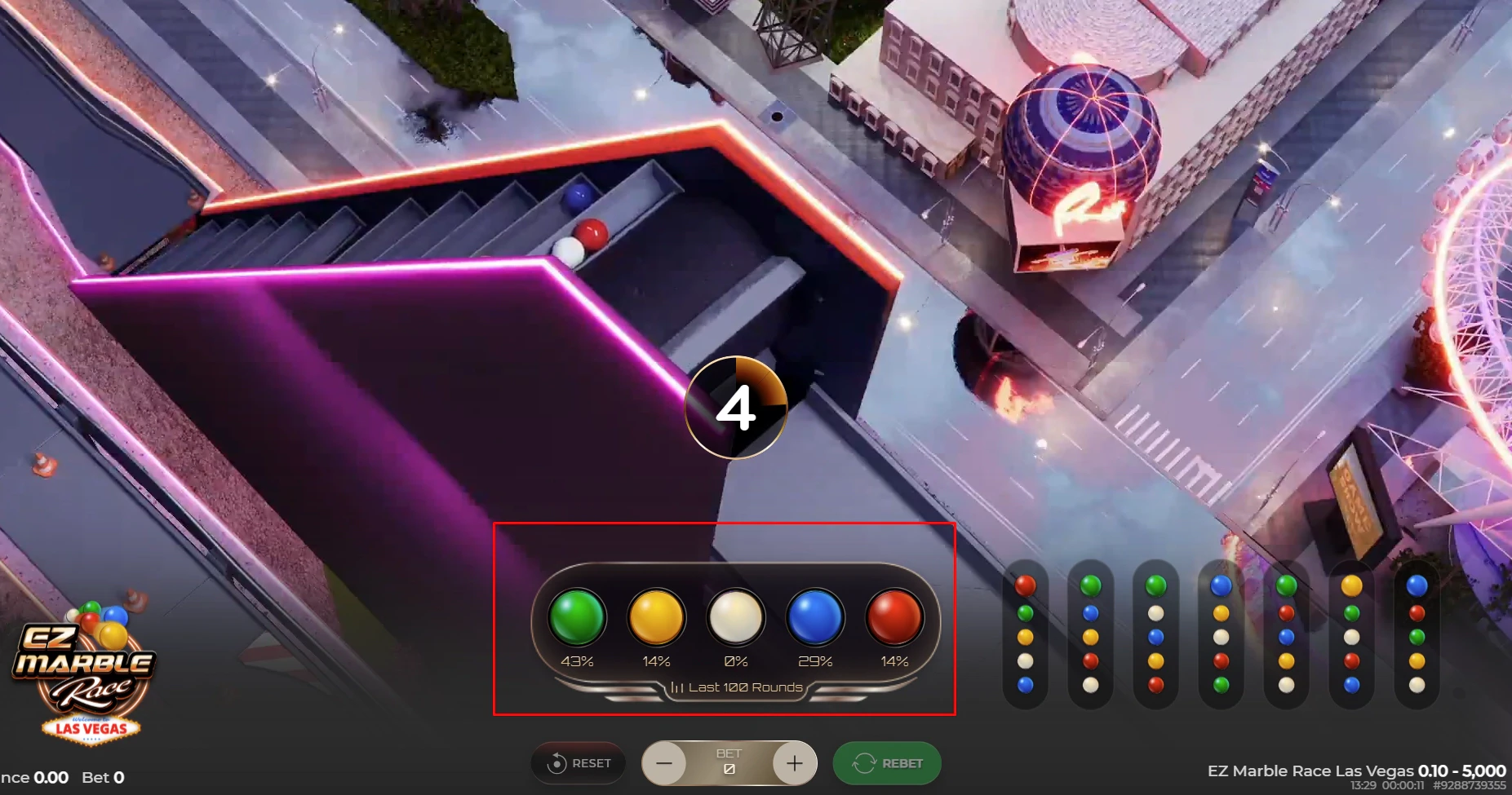 Marble Race Las Vegas 5 EZ Marble Race Las Vegas | Live Casino Game from Ezugi