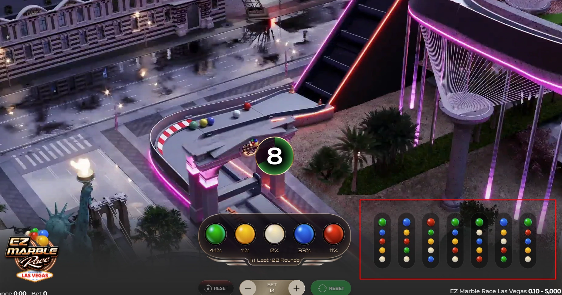 Marble Race Las Vegas 1 EZ Marble Race Las Vegas | Live Casino Game from Ezugi