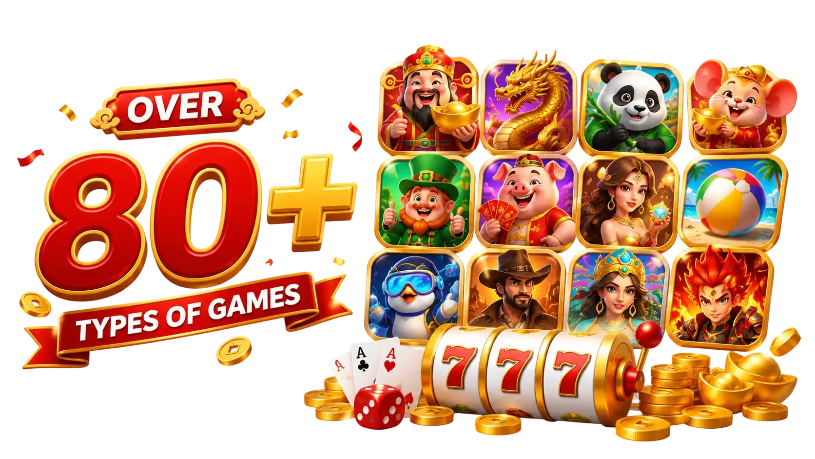 Over 80 types of games
